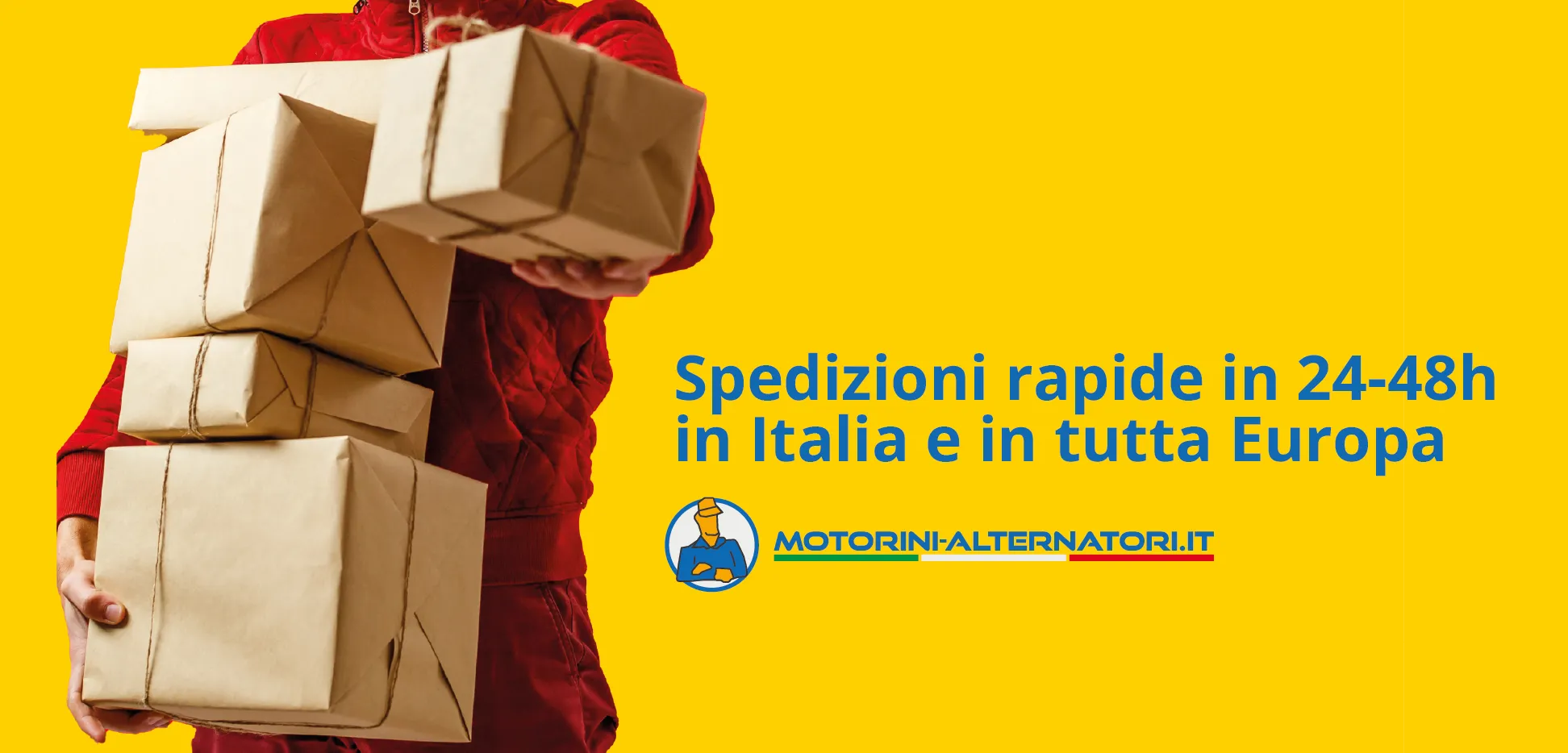 Banner sulla nostra policy di spedizioni rapide entro 24/48 ore.